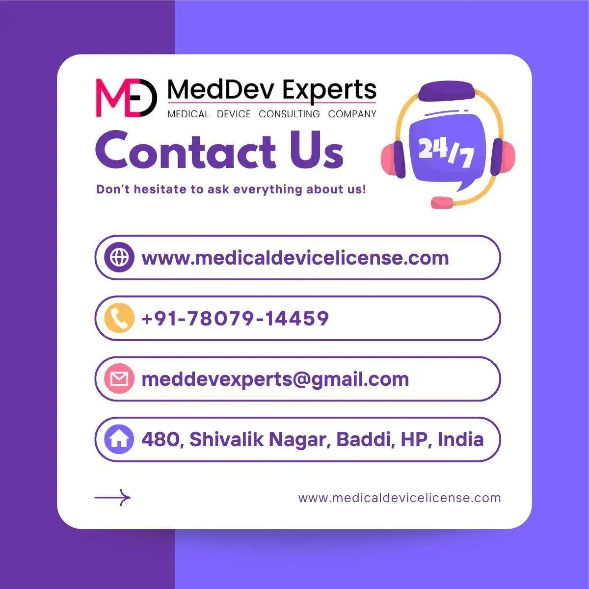Contact Details of Medical Device Consultant MedDev Experts