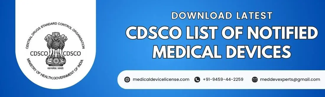 banner with a heading cdsco list of notified medical devices