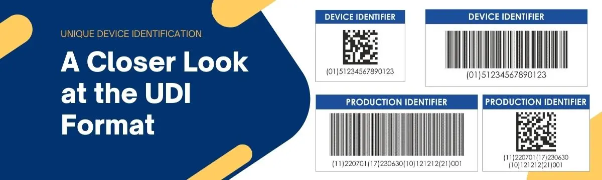 Picture contains UDI barcodes and heading of how to comply with the unique device identification rule