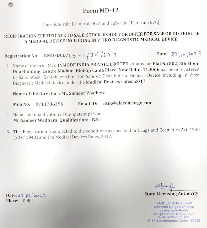 MD 42 License in Delhi