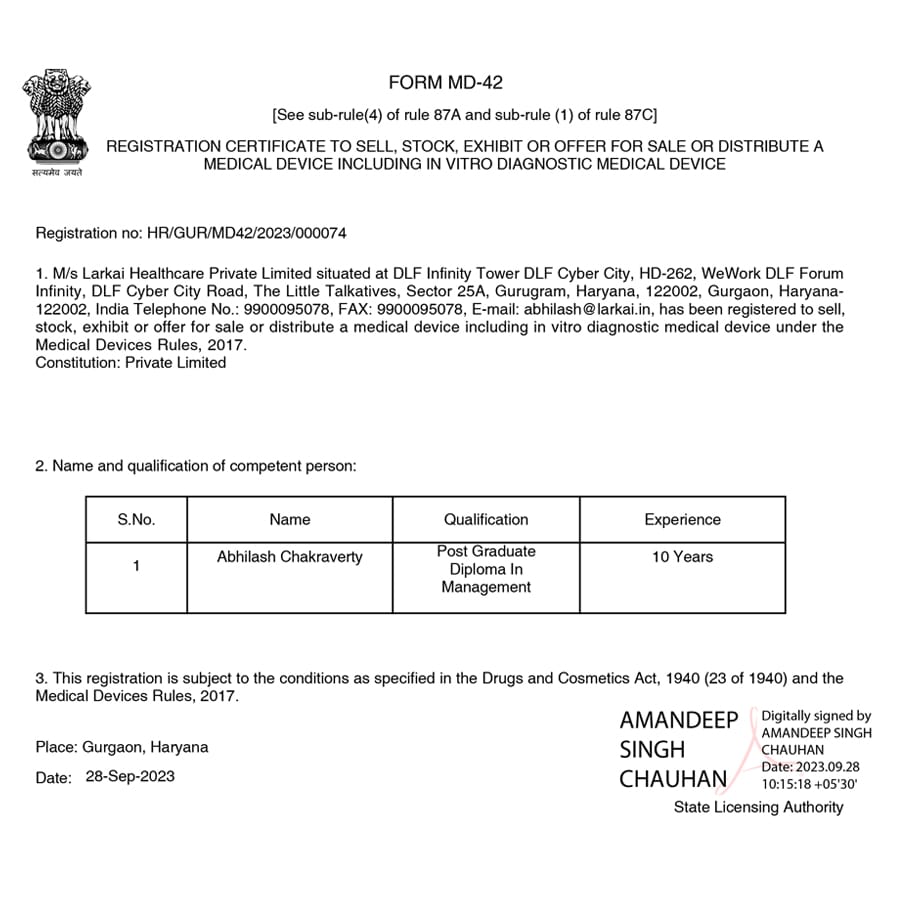MD 42 License in Gurugram